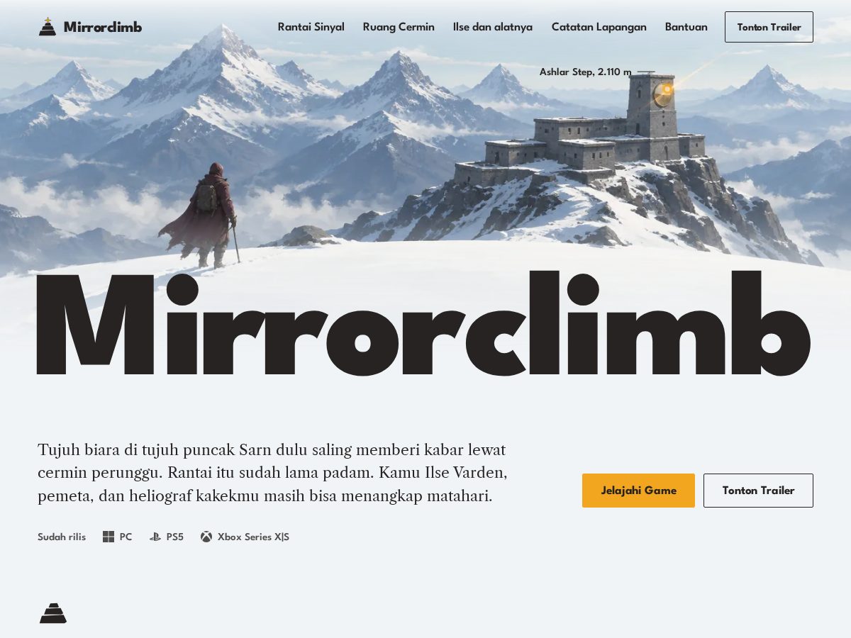 Landing-page snapshot of mirrorclimb.com