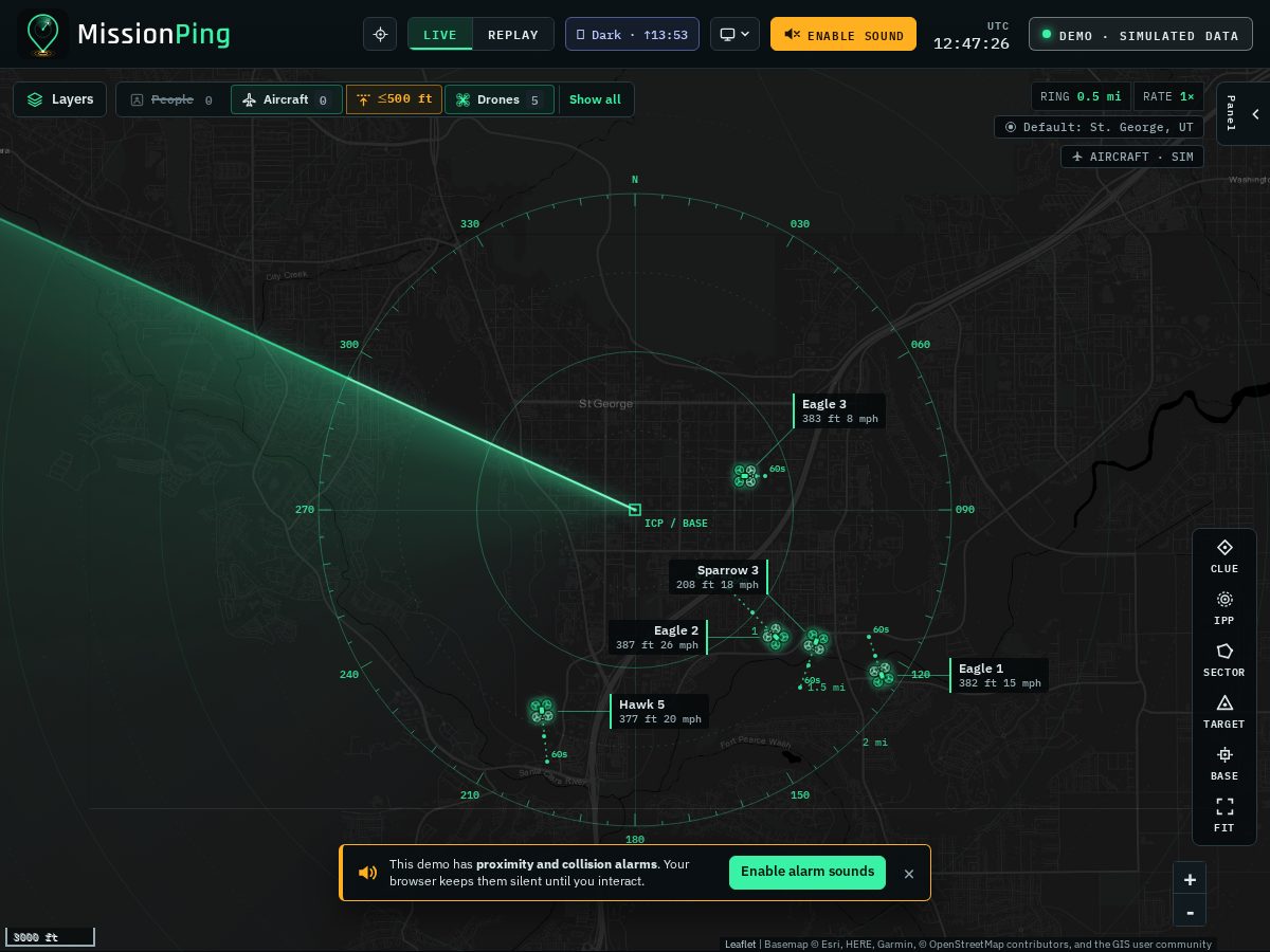 Landing-page snapshot of missionping.com