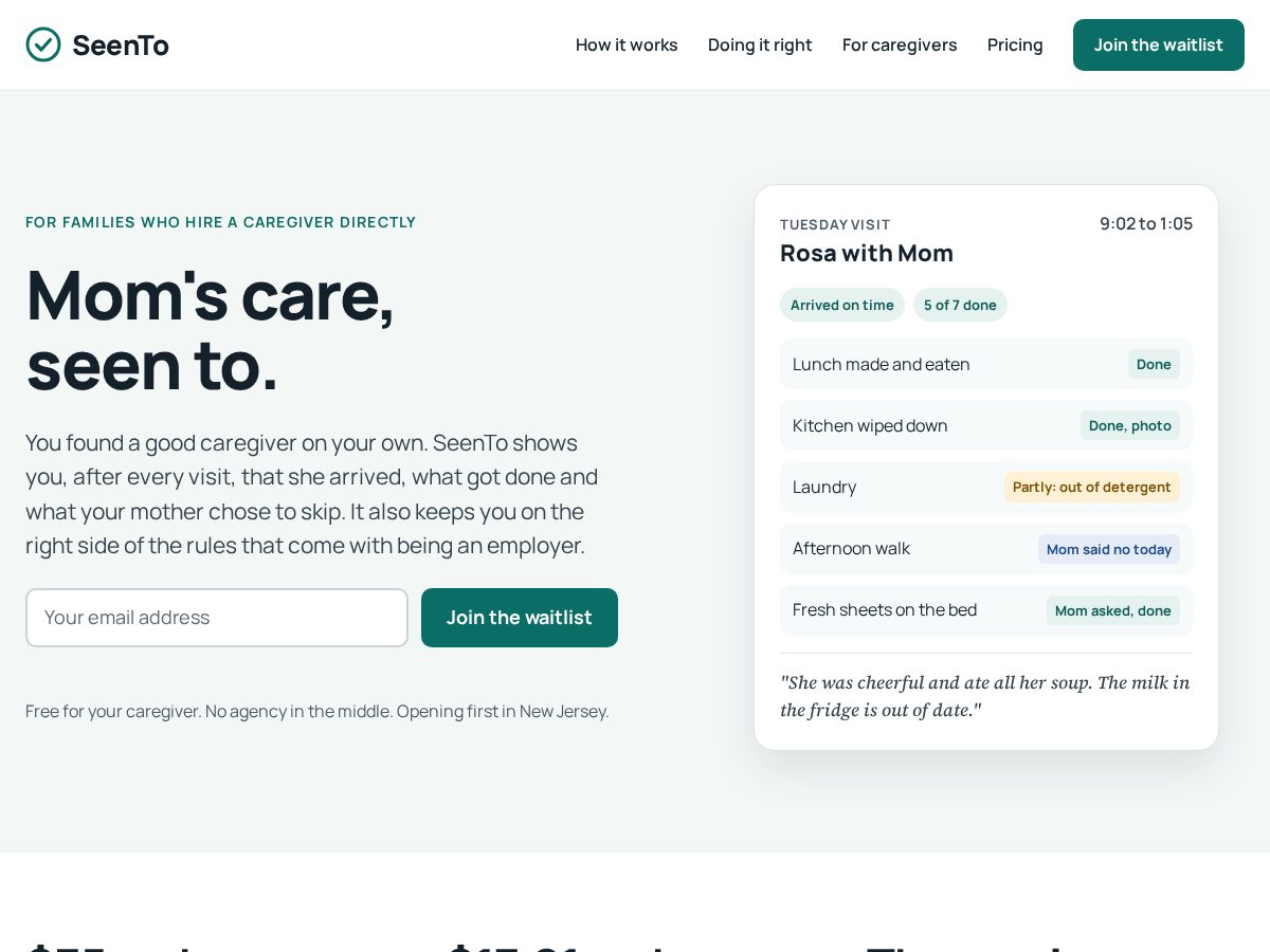 Landing-page snapshot of momseento.com