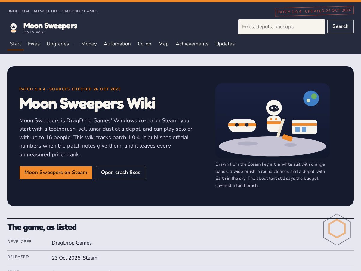 Landing-page snapshot of moonsweepers.net