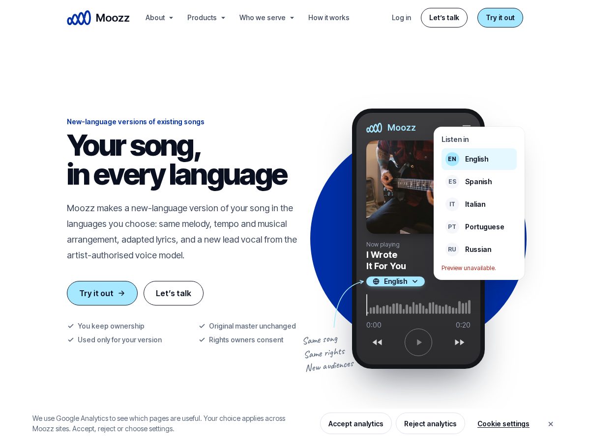 Landing-page snapshot of moozz.info