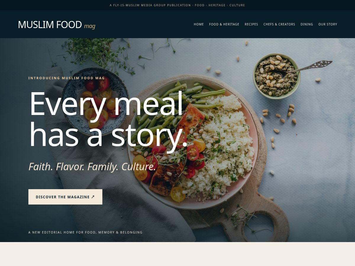 Landing-page snapshot of muslimfoodmag.com