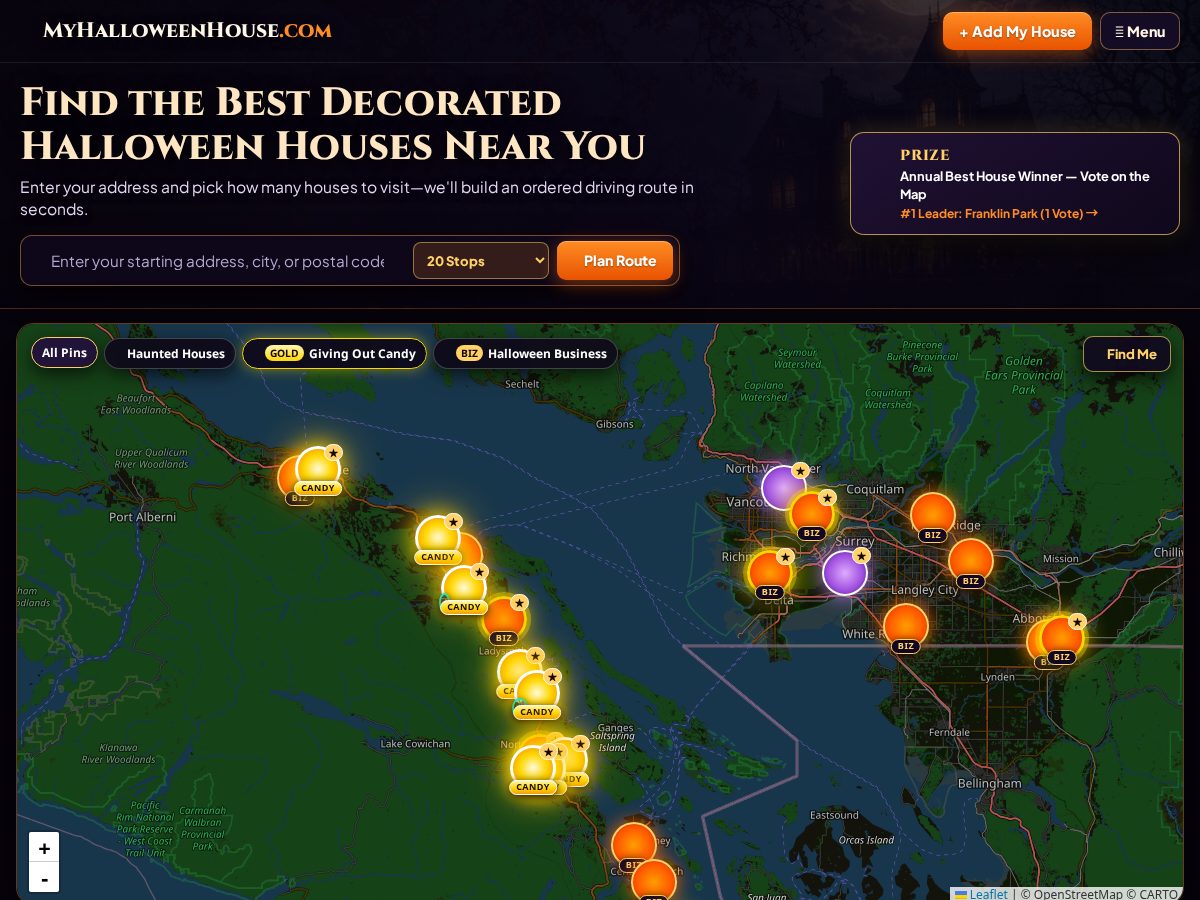 Landing-page snapshot of myhalloweenhouse.com