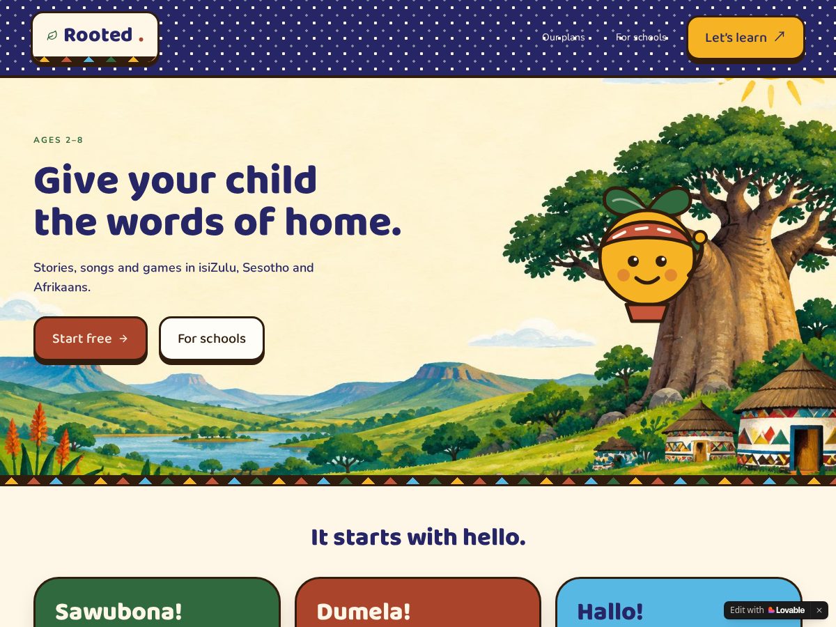 Landing-page snapshot of myrootedworld.org