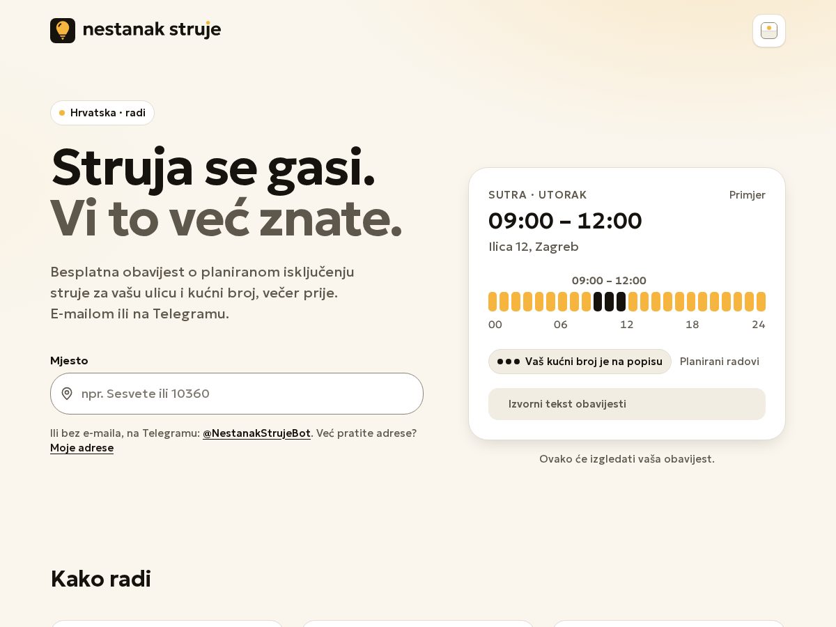 Landing-page snapshot of nestanakstruje.com