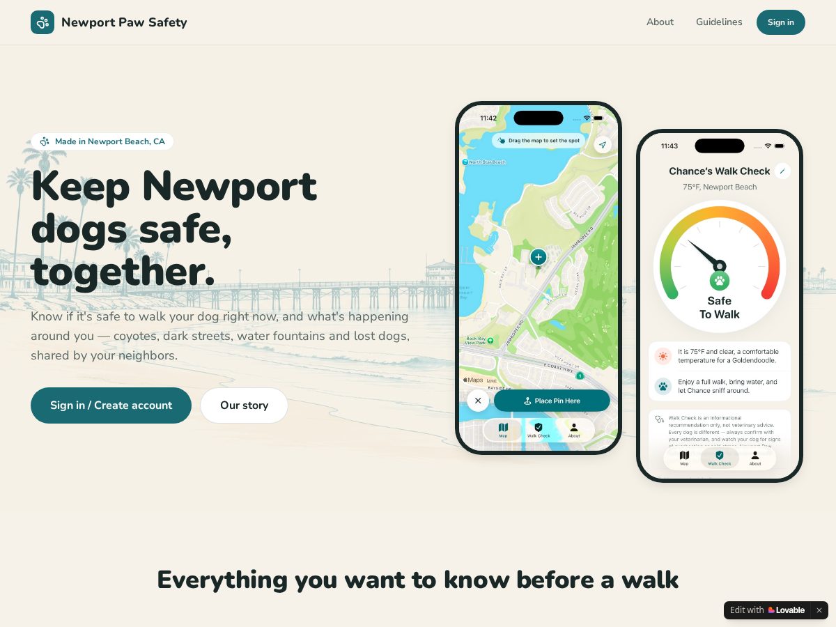 Landing-page snapshot of newportpawsafety.com