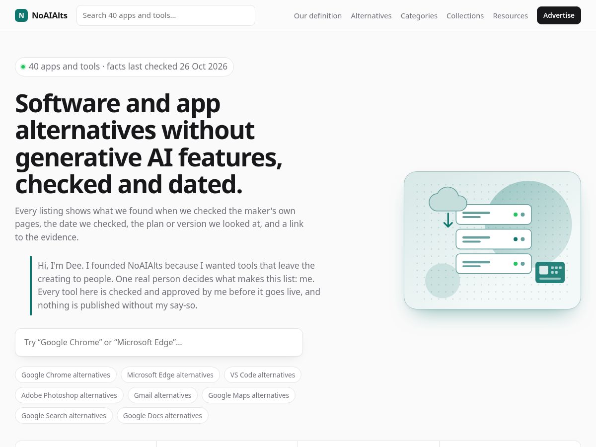 Landing-page snapshot of noaialts.com