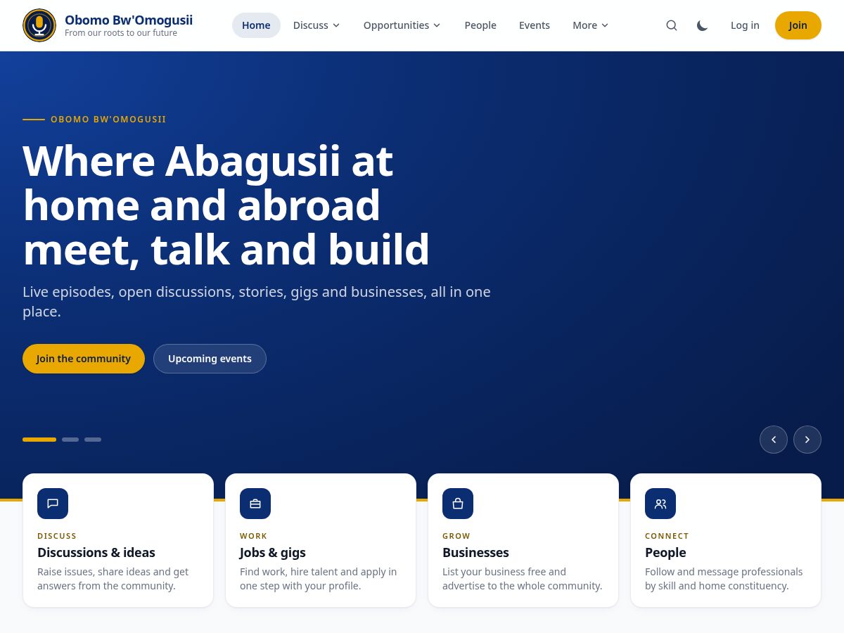 Landing-page snapshot of obomobwomogusii.com