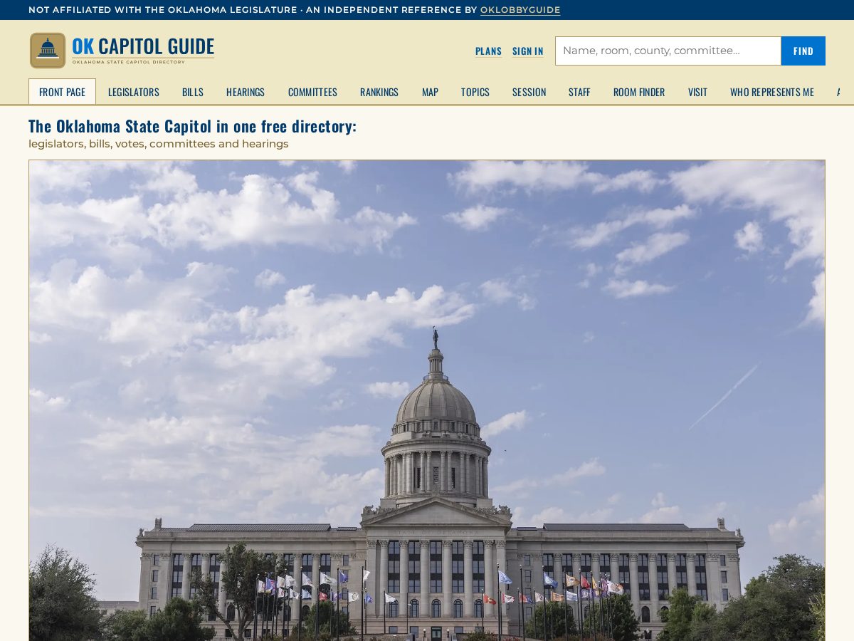 Landing-page snapshot of okcapitolguide.com