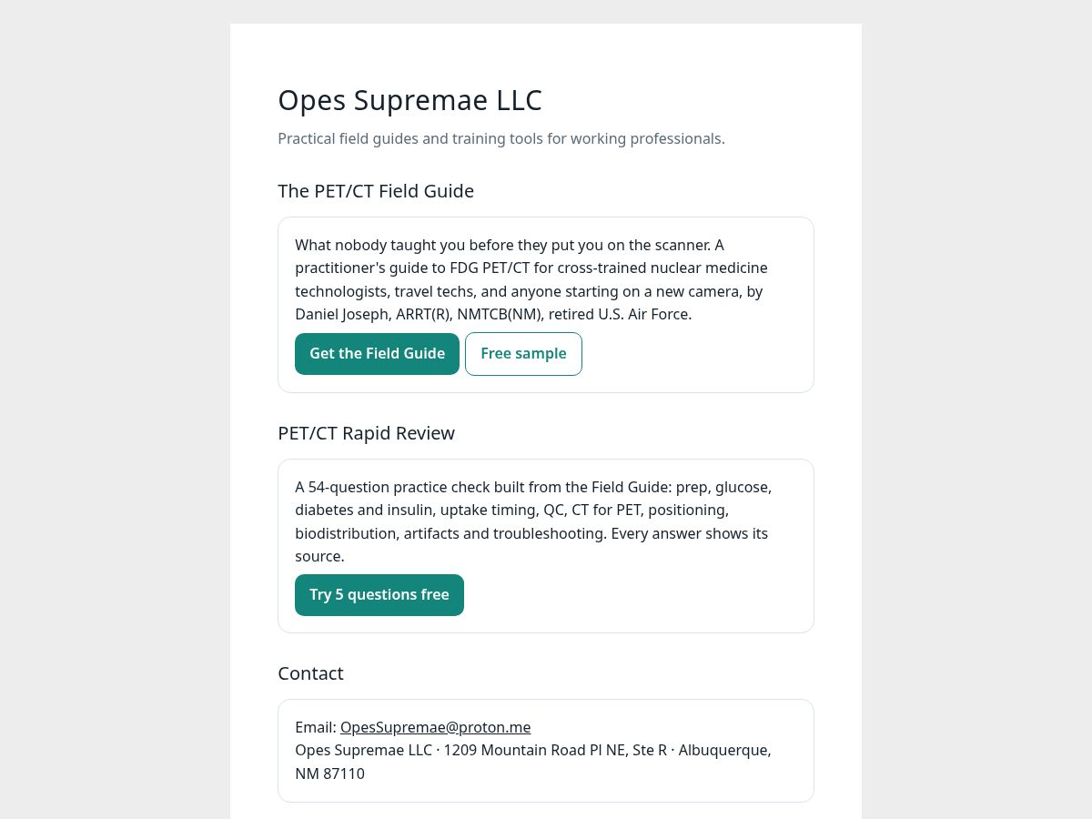 Landing-page snapshot of opessupremae.com