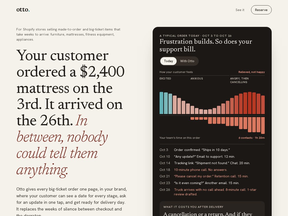 Landing-page snapshot of ottodelivers.com