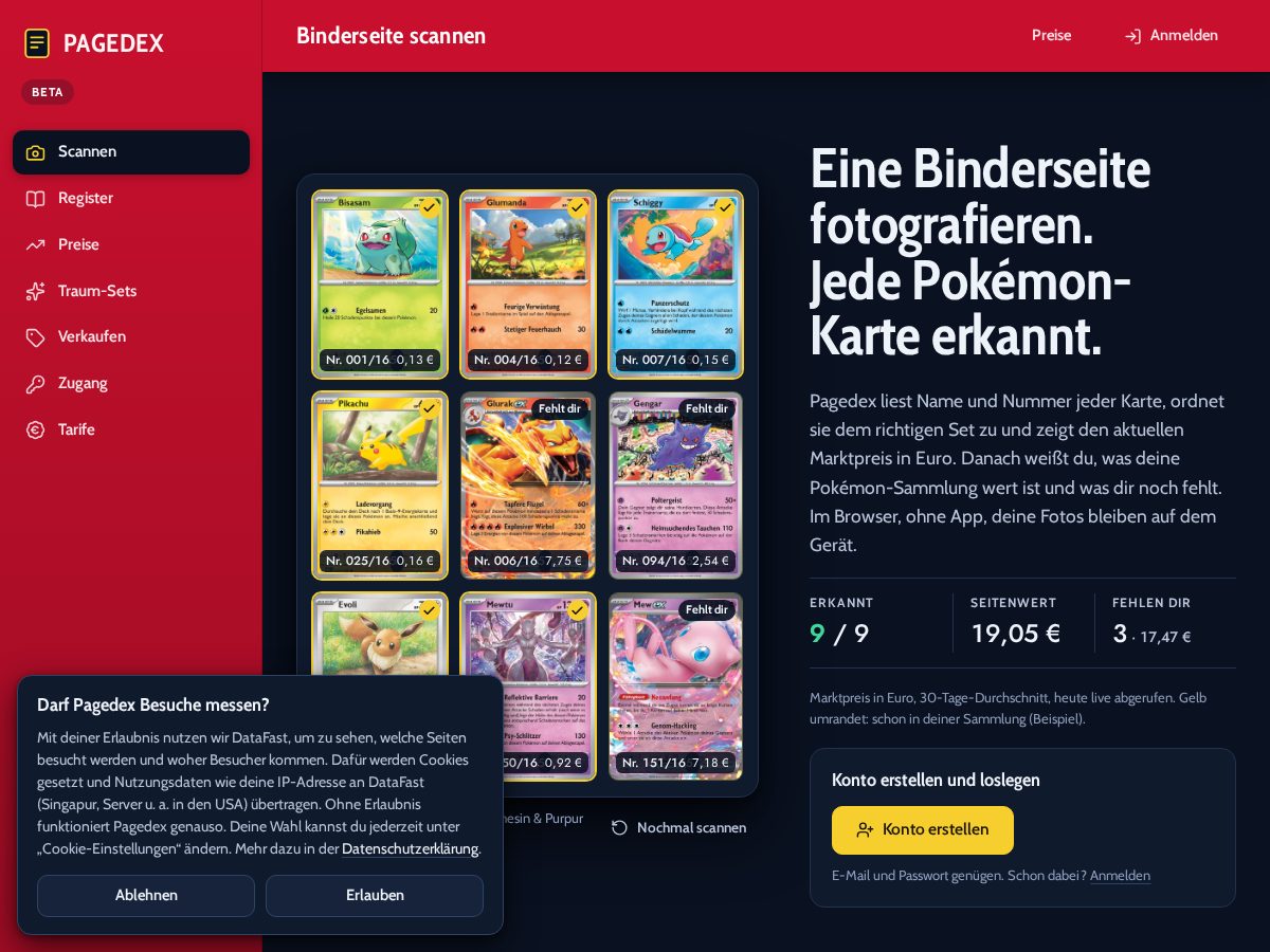 Landing-page snapshot of pagedex.com