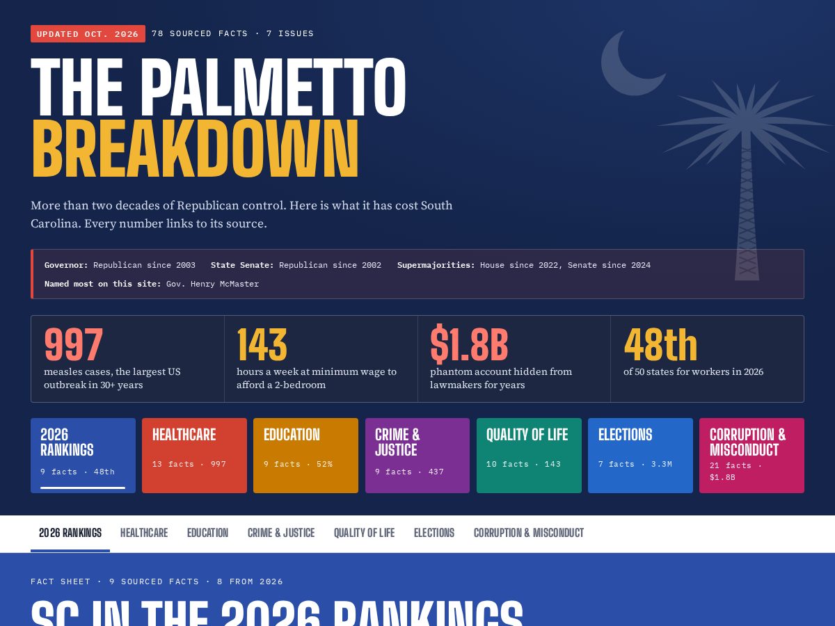 Landing-page snapshot of palmettobreakdown.com