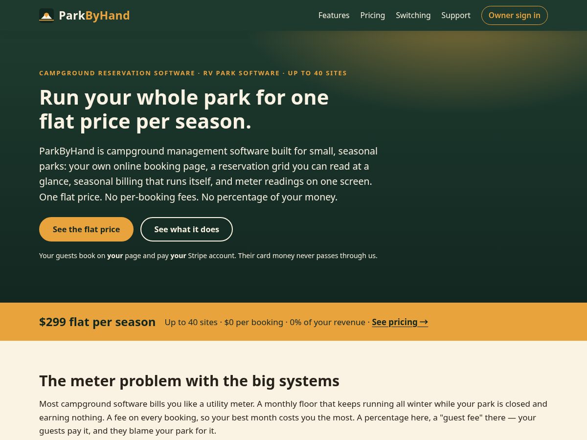 Landing-page snapshot of parkbyhand.com