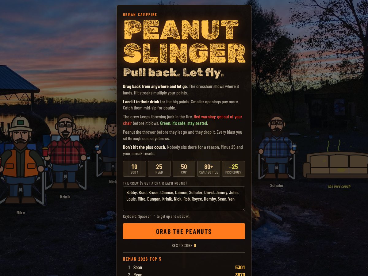 Landing-page snapshot of peanutslinger.com