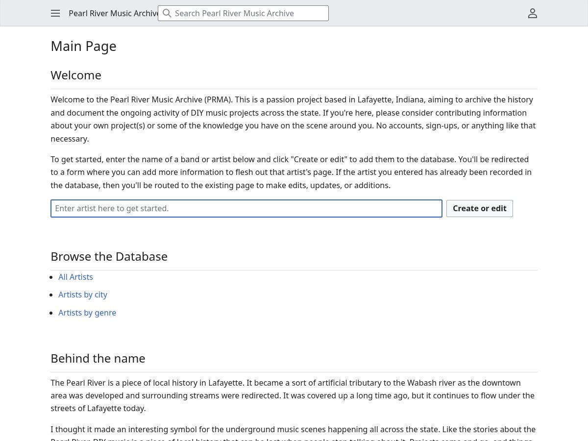 Landing-page snapshot of pearlriverarchive.org