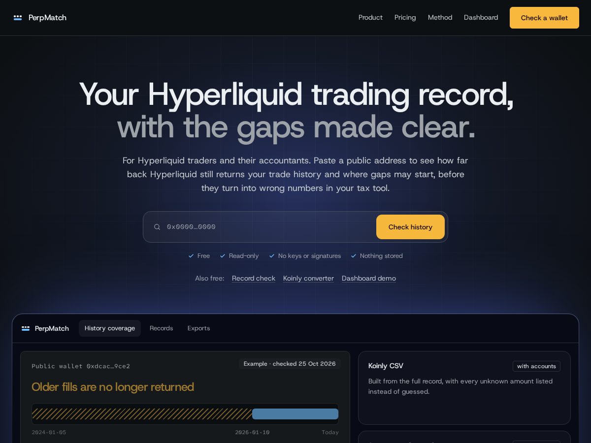 Landing-page snapshot of perpmatch.com