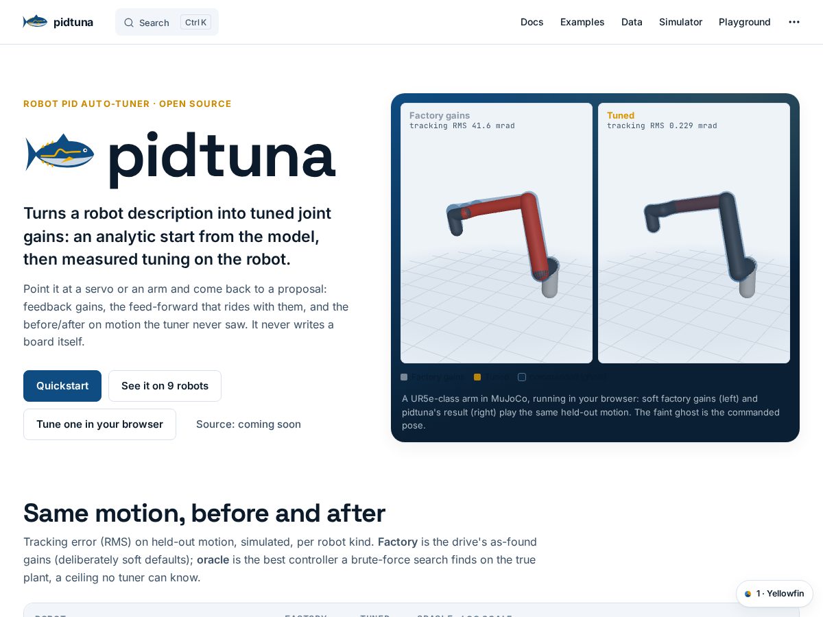 Landing-page snapshot of pidtuna.com