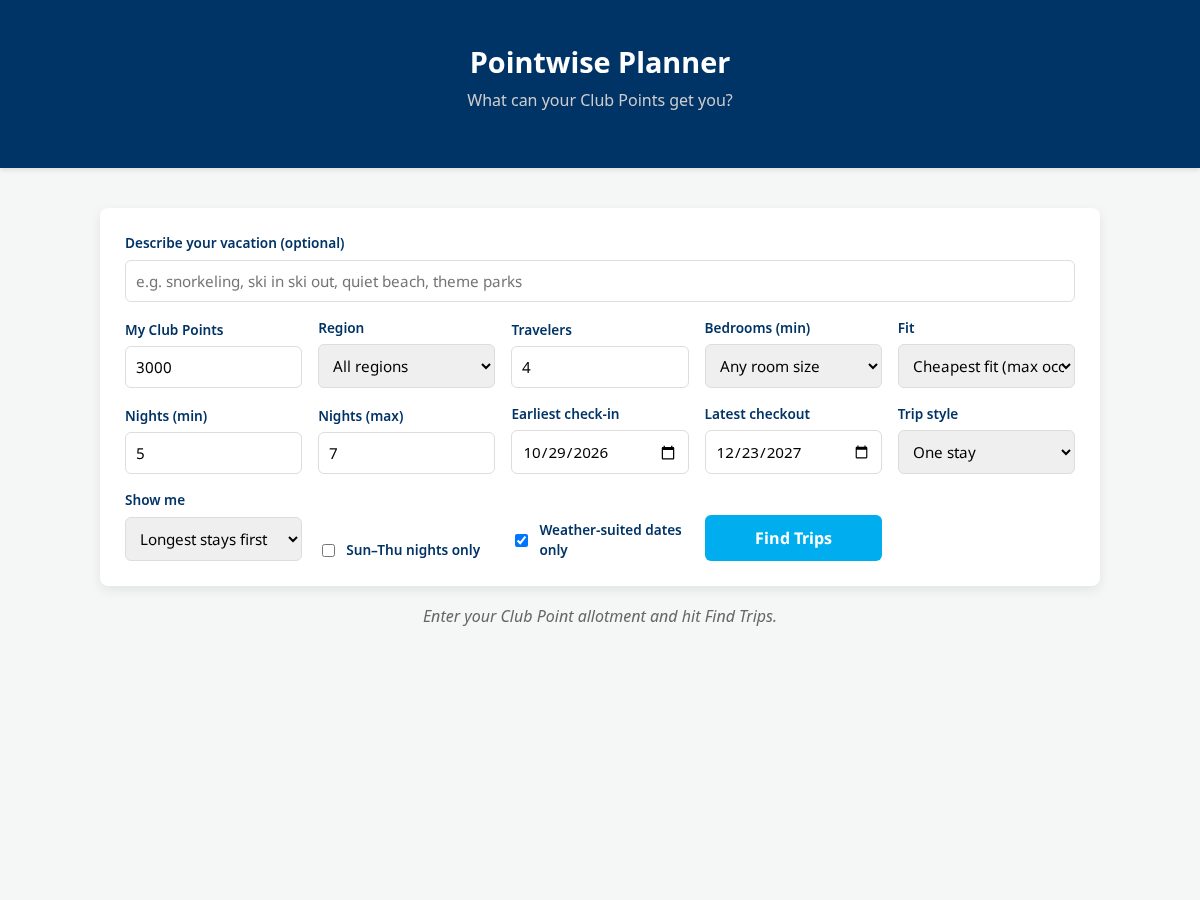 Landing-page snapshot of pointwiseplanner.com