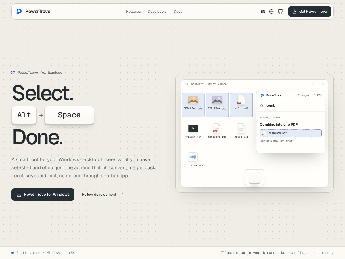 Landing-page snapshot of powertrove.net