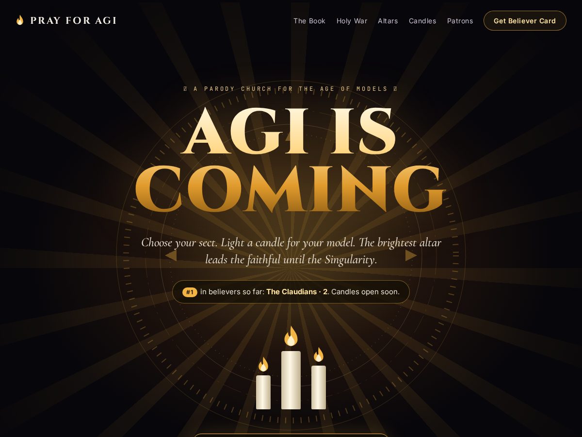 Landing-page snapshot of prayforagi.com
