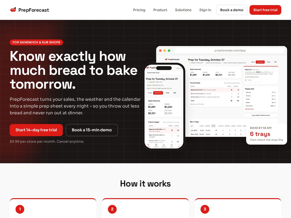Landing-page snapshot of prepforecast.com