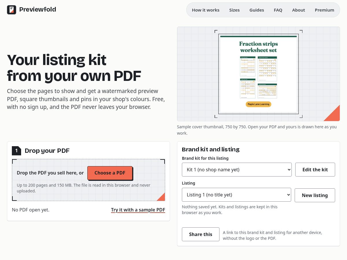 Landing-page snapshot of previewfold.com