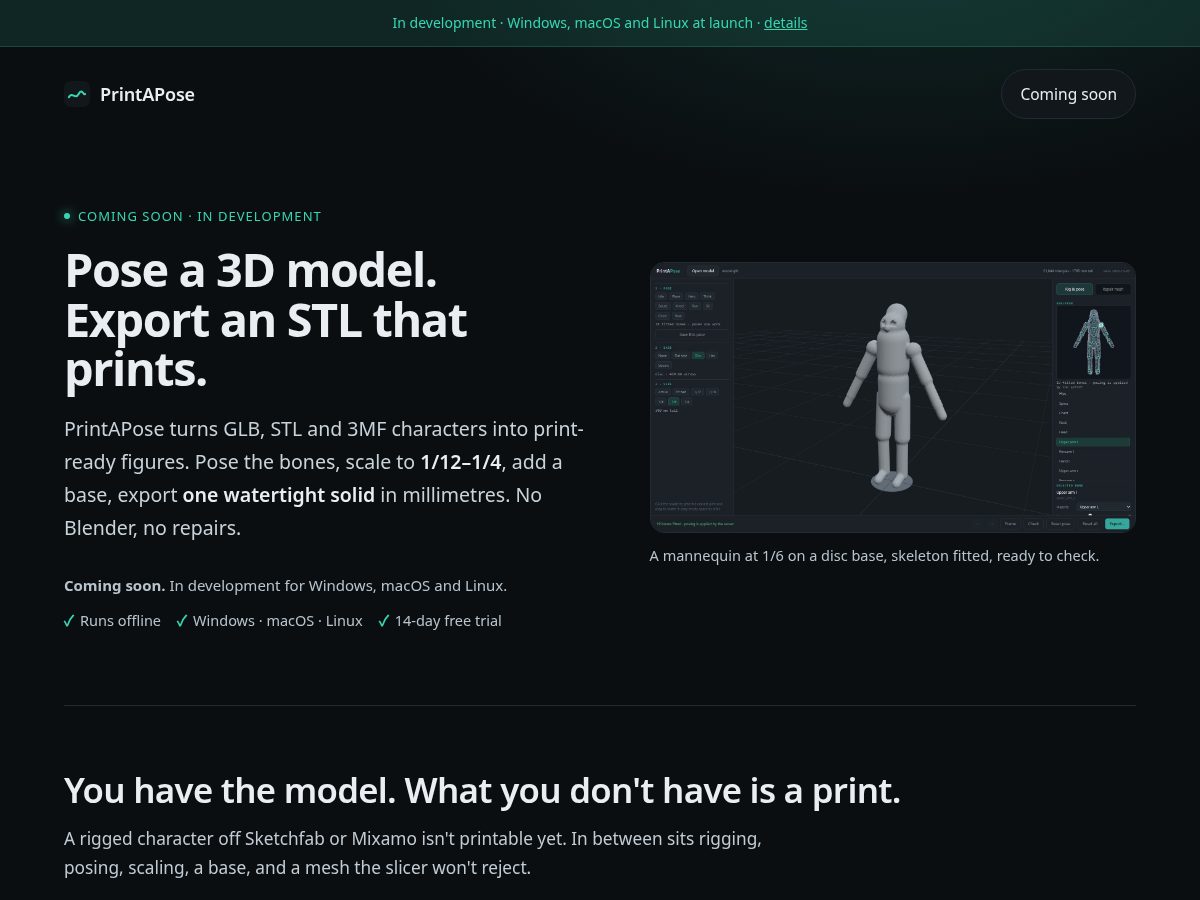 Landing-page snapshot of printapose.com