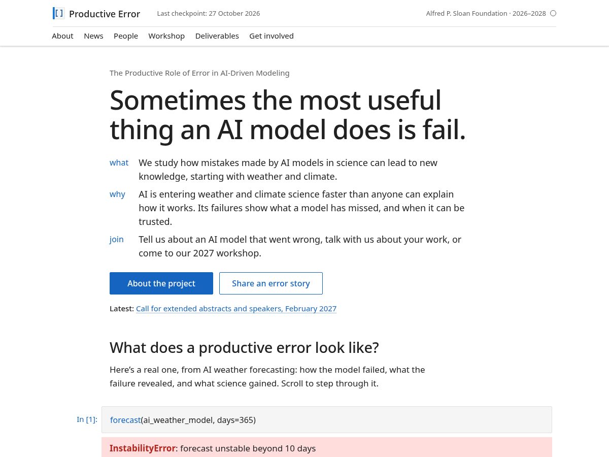 Landing-page snapshot of productive-error.org