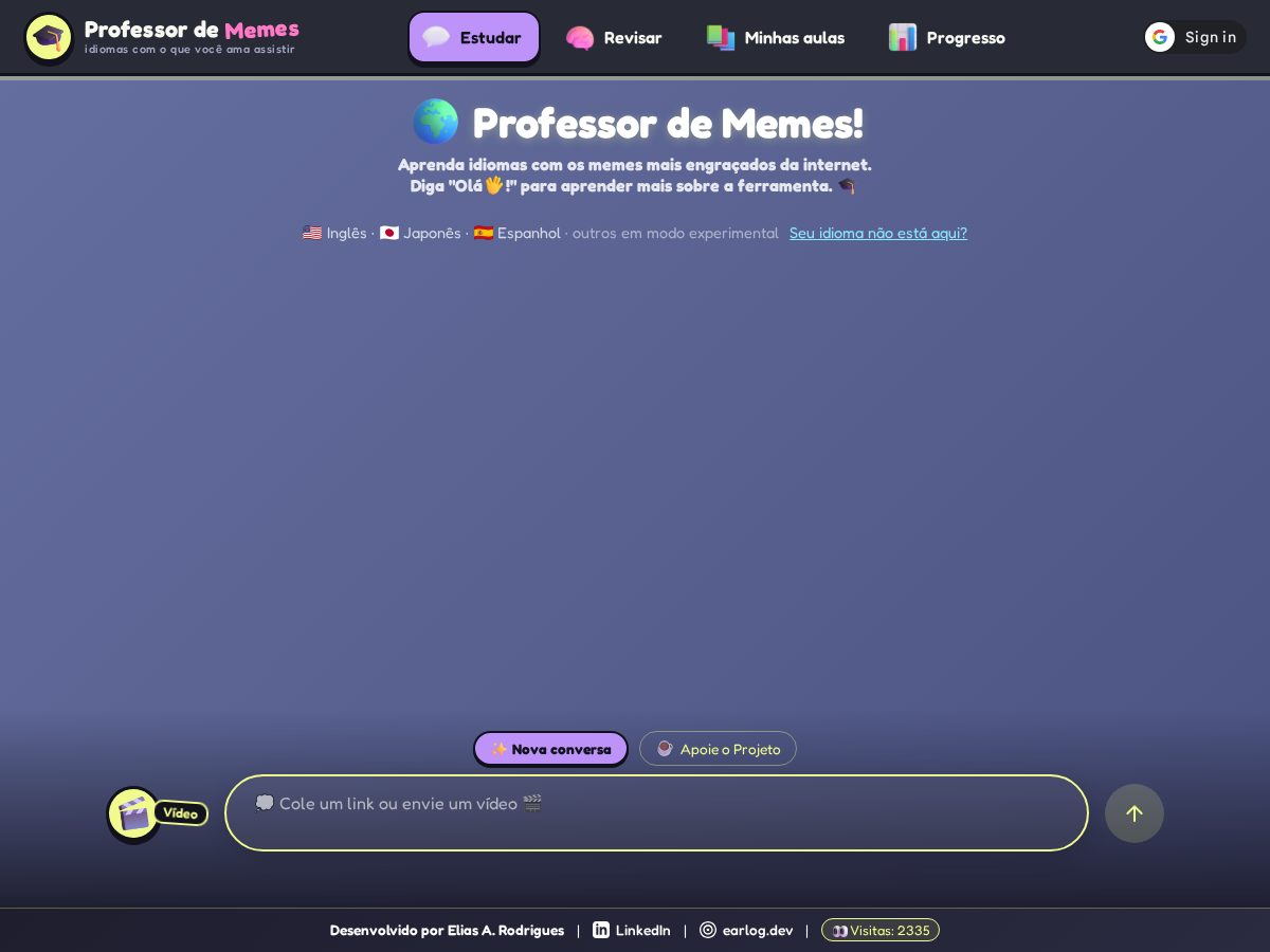 Landing-page snapshot of professordememes.com