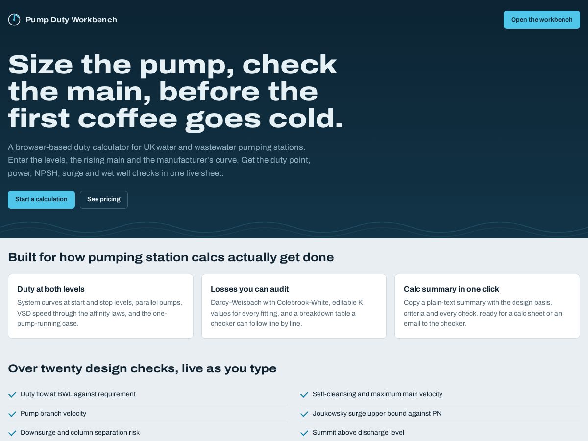 Landing-page snapshot of pumpduty.com