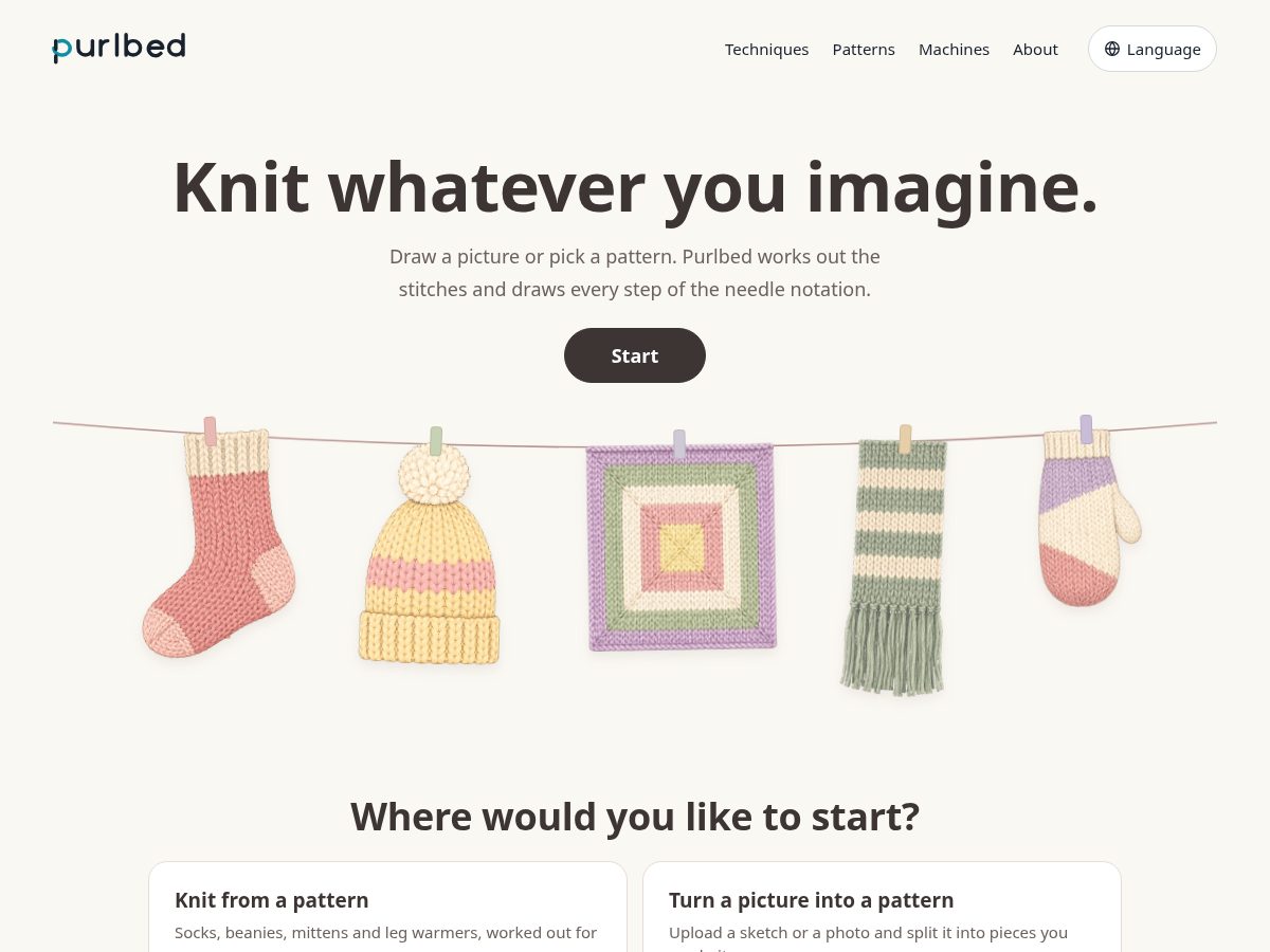 Landing-page snapshot of purlbed.com
