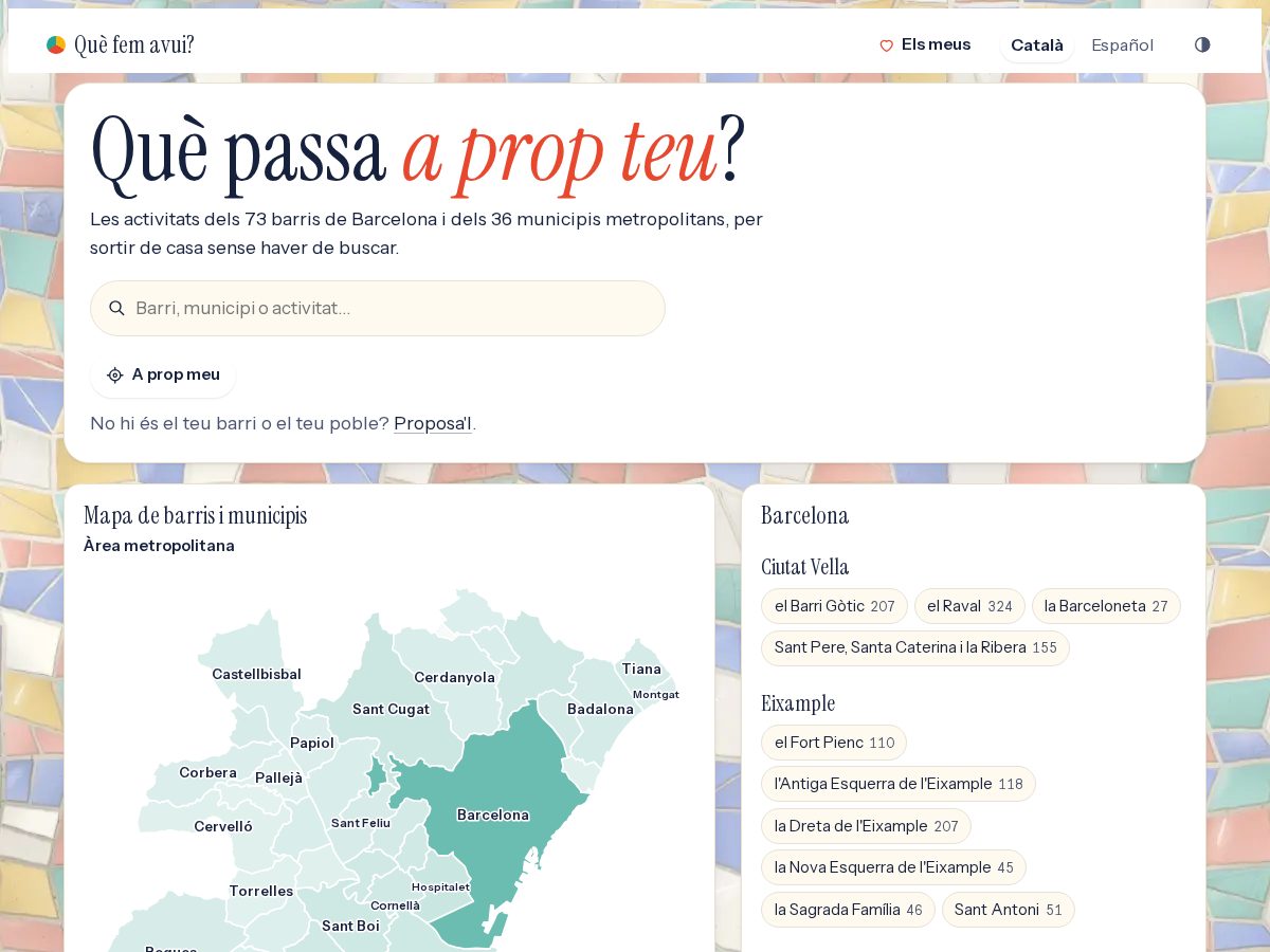 Landing-page snapshot of quefemavui.com