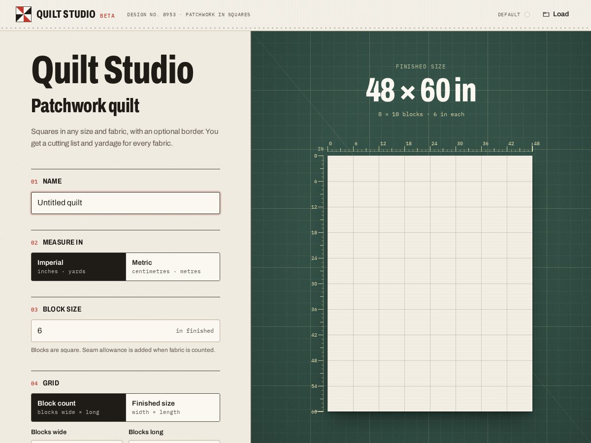 Landing-page snapshot of quiltstudioapp.com