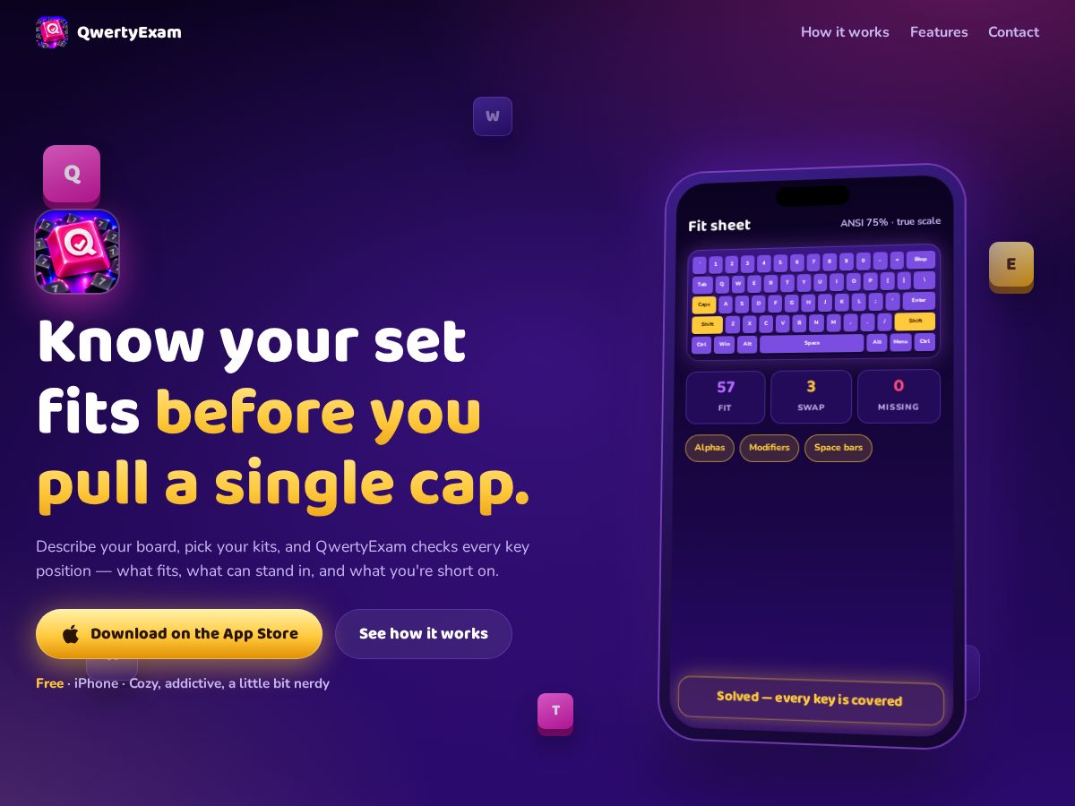 Landing-page snapshot of qwertyexam.xyz