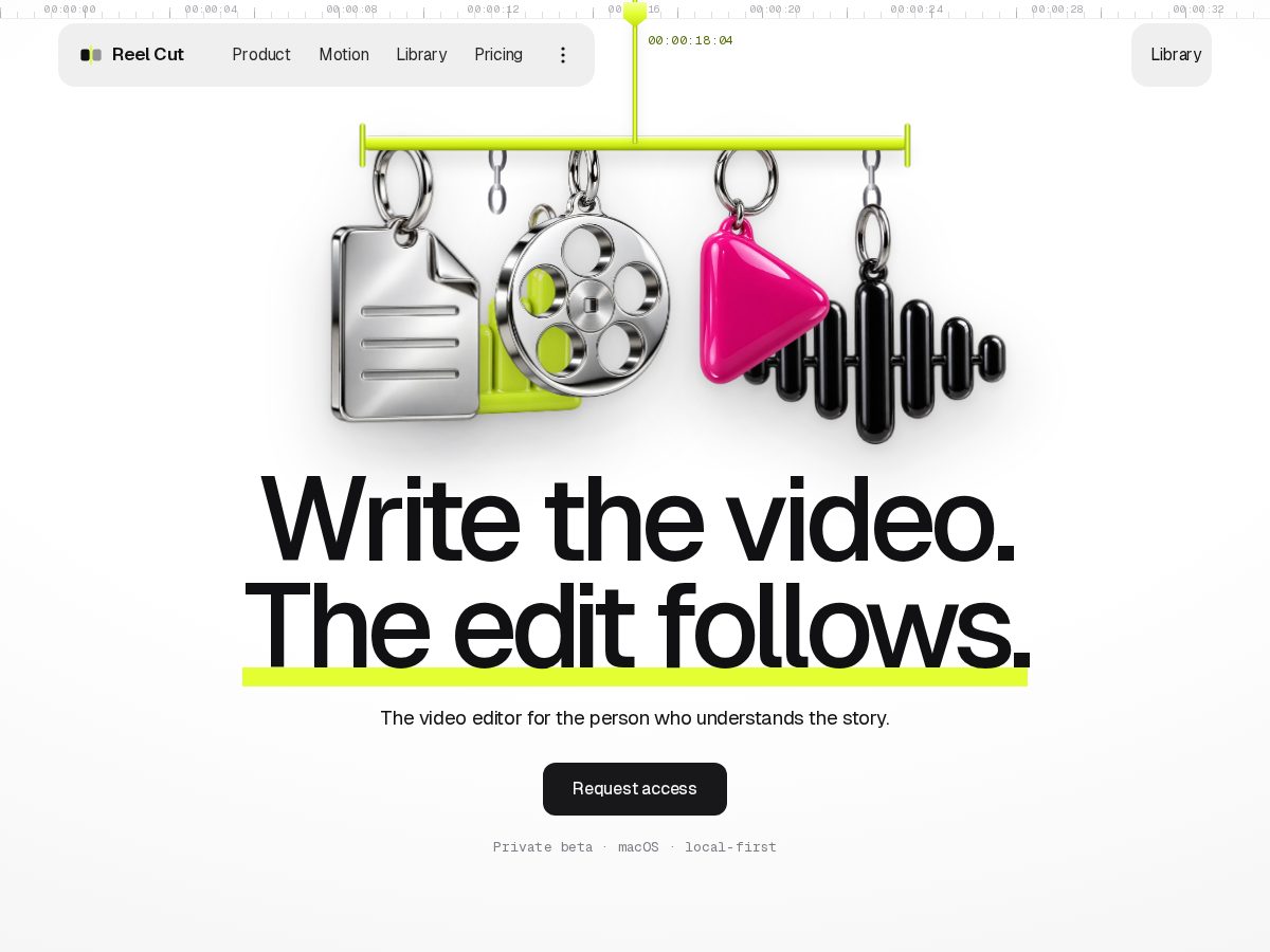 Landing-page snapshot of reel-cut.com