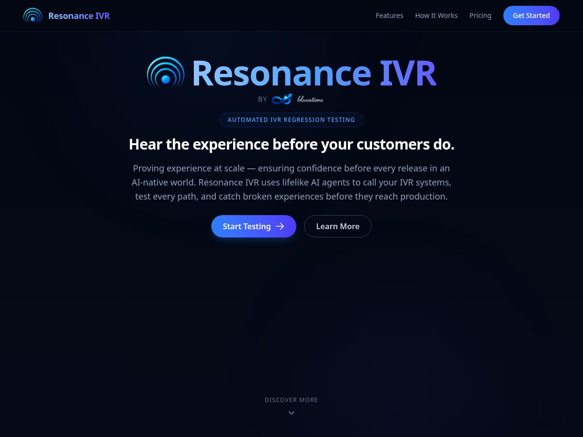 Landing-page snapshot of resonanceivr.com