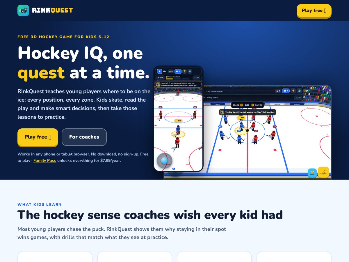 Landing-page snapshot of rinkquest.com