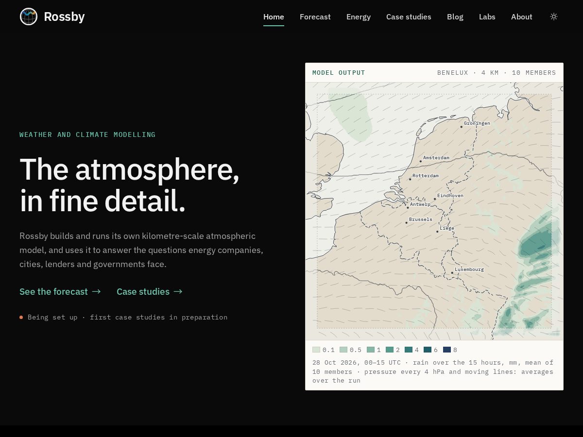 Landing-page snapshot of rossbyclimate.com
