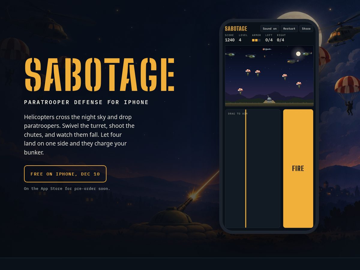 Landing-page snapshot of sabotage-game.com