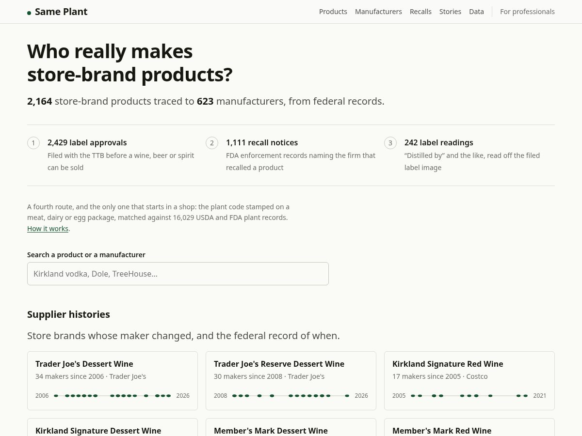 Landing-page snapshot of sameplant.com