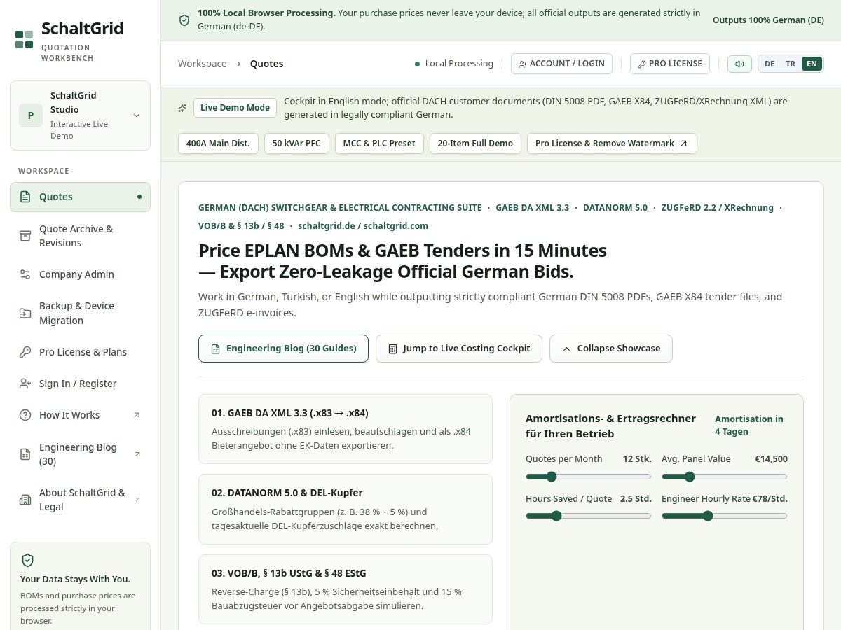 Landing-page snapshot of schaltgrid.com