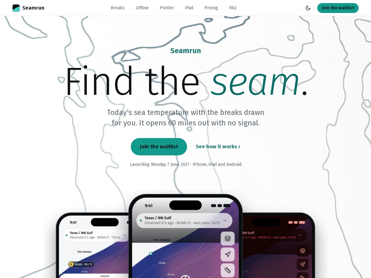 Landing-page snapshot of seamrun.com