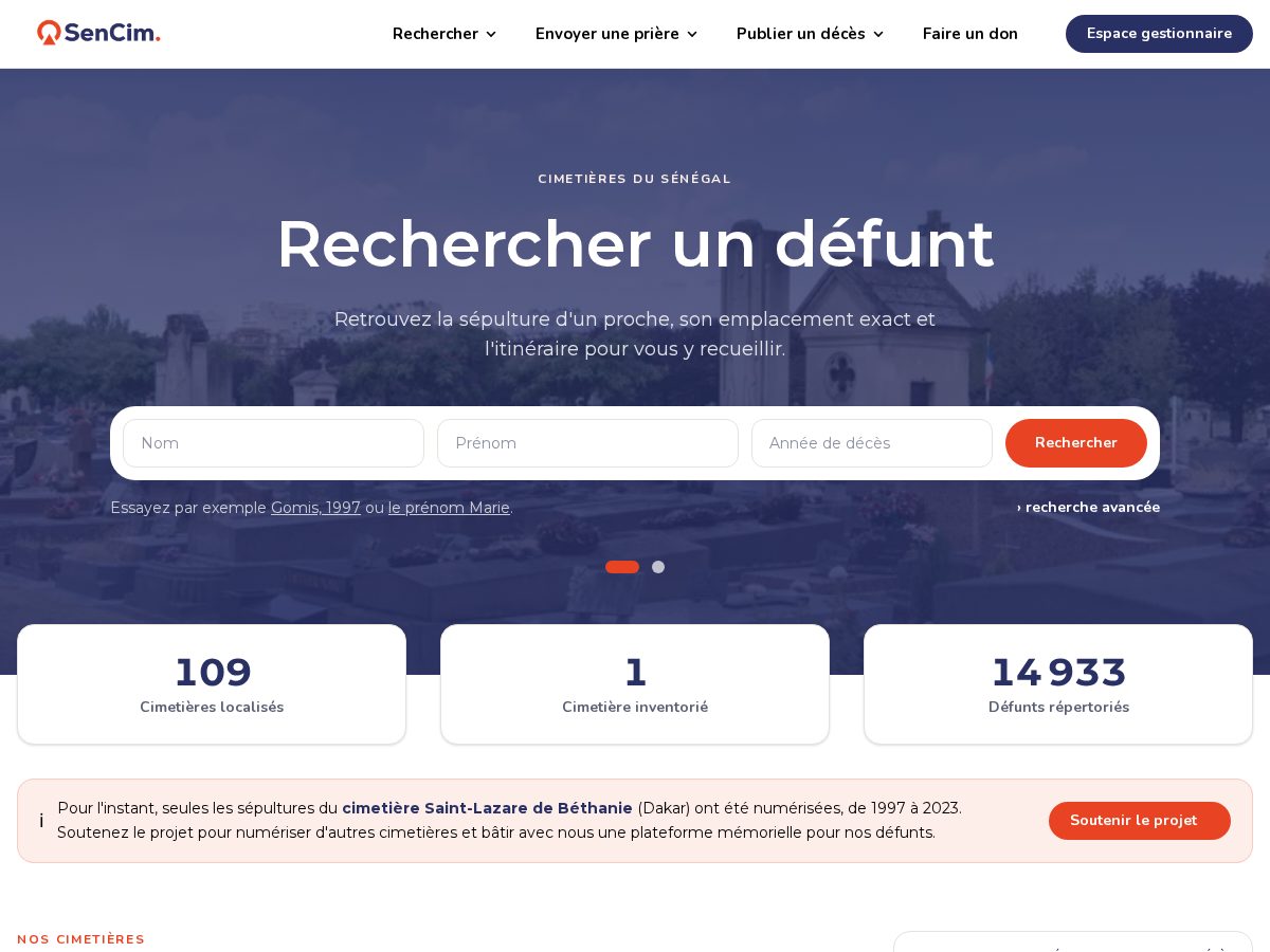 Landing-page snapshot of sencim.com