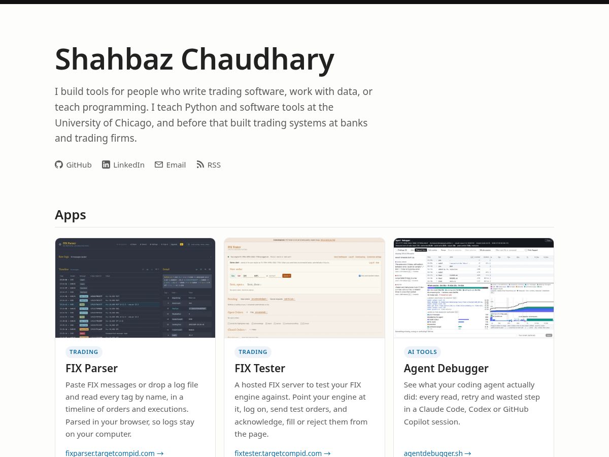 Landing-page snapshot of shahbazac.com