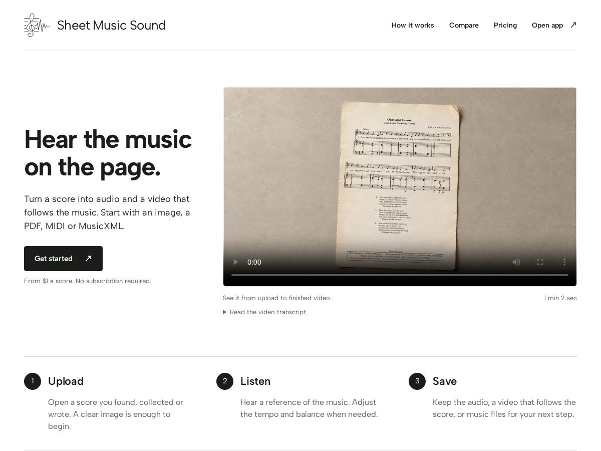 Landing-page snapshot of sheetmusicsound.com