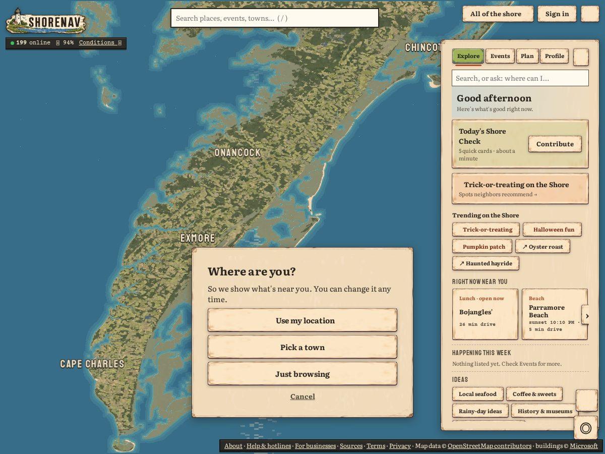 Landing-page snapshot of shorenav.com