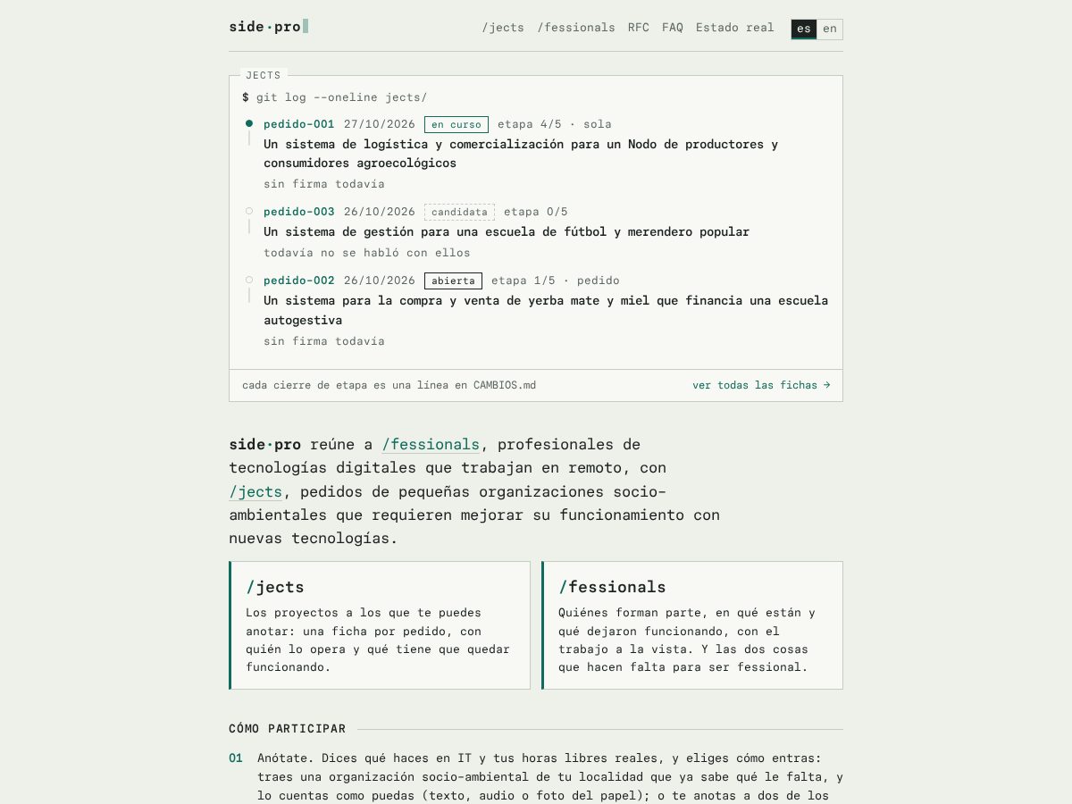 Landing-page snapshot of sidepro.org