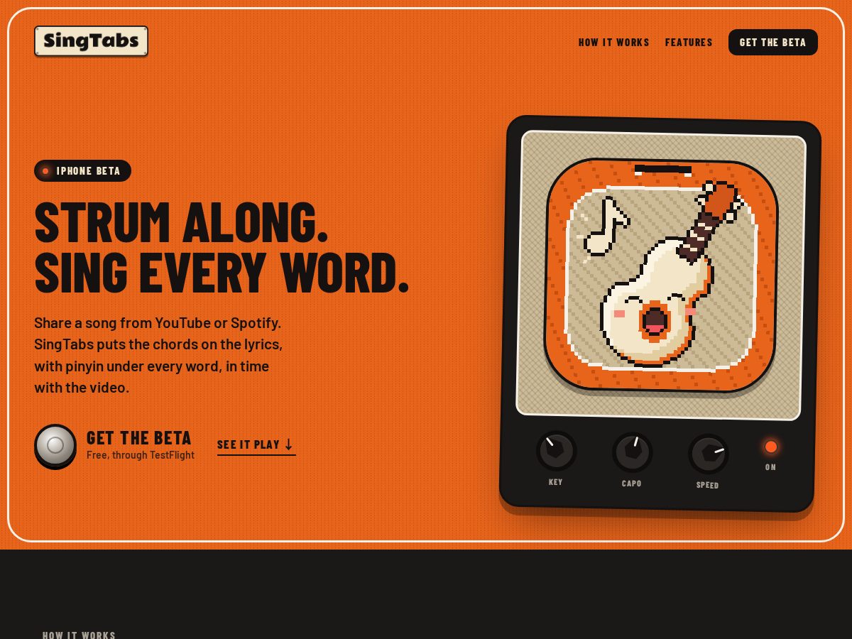 Landing-page snapshot of singtabs.com