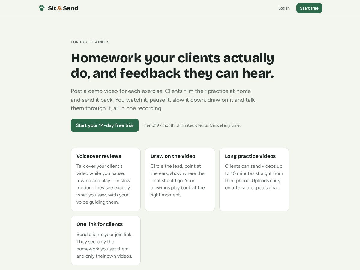 Landing-page snapshot of sitandsend.com